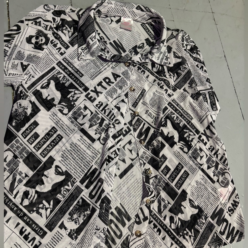 Mesh Juniors cropped button up
